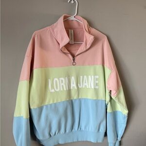 Lorna Jane Pink, Yellow, and Blue Pullover